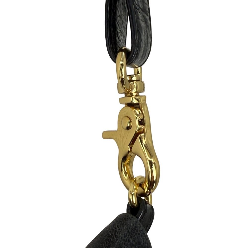 Tory Burch Black Leather Fold-Over Adjustable Strap Gold Tone Logo Crossbody Bag - Picture 5 of 16